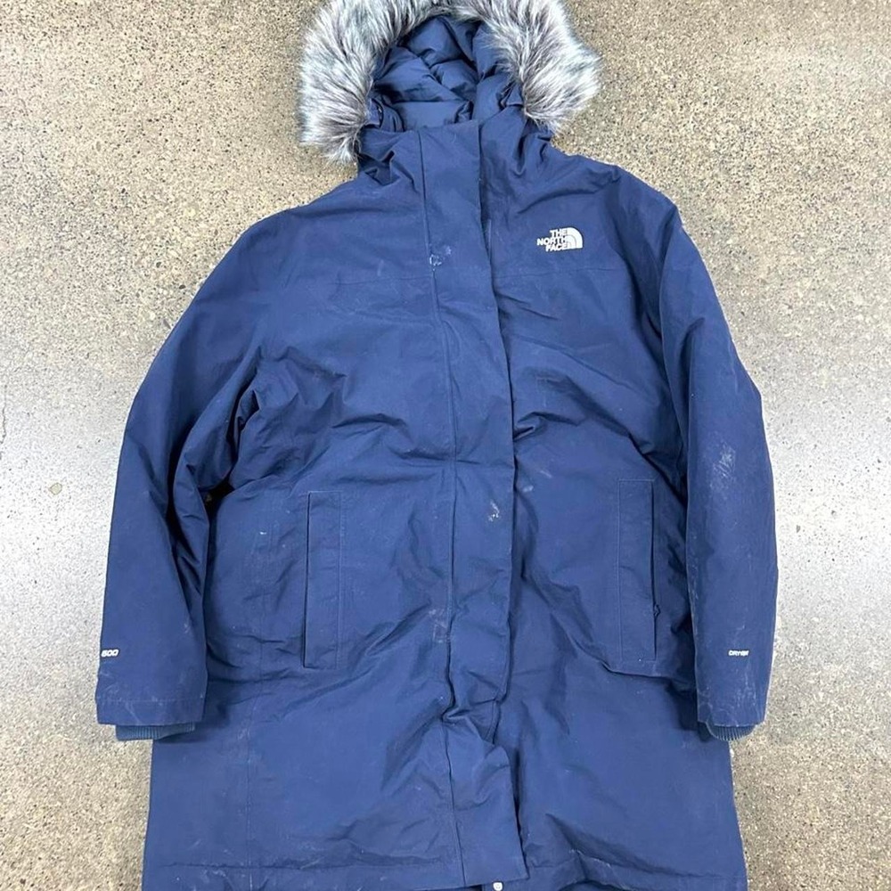 The North Face TNF Women's Arctic Fur Parka Jacket Dryvent Navy Blue (2XL XXL)